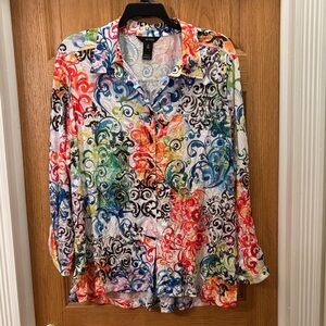Ali Miles Multicolor Swirl Button Down Shirt - 2
